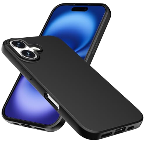 WFTE Hülle für iPhone 16 Plus Handyhülle [Ultra Dünn] [Kratzfest] [Passgenau Dünn Matt] Premium TPU Silikon Case Schutzhülle Weiche Staubabweisend Hülle für iPhone 16 Plus 6.7- Schwarz von WFTE