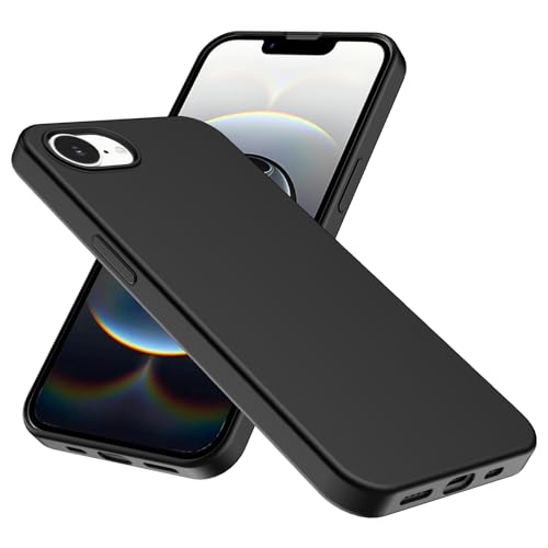 WFTE Hülle für iPhone 16E Handyhülle [Ultra Dünn] [Kratzfest] [Passgenau Dünn Matt] Premium TPU Silikon Case Schutzhülle Weiche Staubabweisend Hülle für iPhone 16 E- Schwarz von WFTE