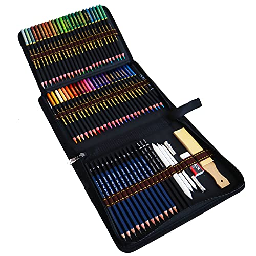 WGOT 72 Buntstifte Bleistifte Zeichnen Set, Professionelles Farbstift-Set für Erwachsene und Kinder, Inklusive Aquarellstifte, Skizzierstifte, Graphit und Kohle-Bleistifte und Zubehör von WGOT