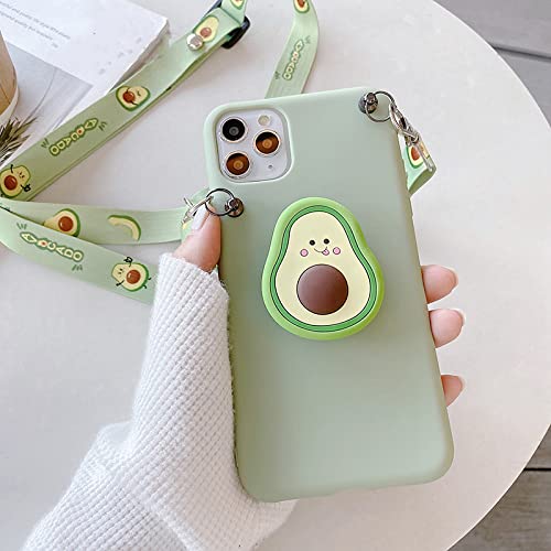 3D niedliche Cartoon-Frucht-Avocado-Halter-Ständer-Lanyard Weiche Handyhülle für iPhone 12 11 Pro Max Mini X XR XS 6S 7 8 Plus SE 20 Hülle,A,für iPhone 6 6s von WGOUT
