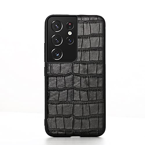 Krokodildruck Leder Stone Grain Cover Hülle für Samsung Galaxy S21 Ultra S20 FE S8 S9 S10 Plus Note 20 10 A52 A51 A71 A72 A50 A32 A12,Schwarz,Für S20 FE (4G,5G) von WGOUT