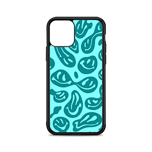 Mehrfarbige lustige schmelzende Trippy Smiley-Handyhülle für iPhone 12 Mini 11 pro 13 Max X XR 6 7 8 Plus SE20 Weiche TPU-Silikonhülle mit klarem Muster,Dunkelcyan Smiley,Für iPhone 7or8 von WGOUT