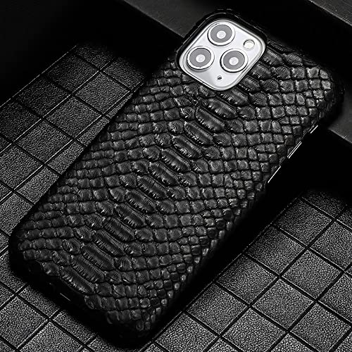 Schlangenmuster Leder Handyhülle für iPhone 13 Pro Max 12 Mini 11 12 Pro Max X XS Max XR 6 6s 7 8 Plus SE 2020 Hülle,Schwarz,Für iPhone 13 Pro(6.1) von WGOUT