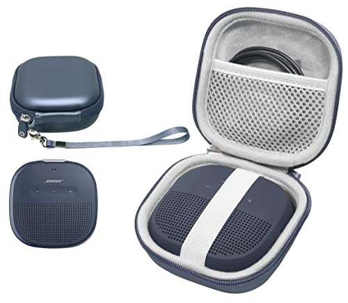 Mitternachtsblaue Schutzhülle für Bose SoundLink Micro-Bluetooth-Lautsprecher, Beste Farb- und Formabstimmung, sicheres und einfaches Herausziehen des Riemens, Netztasche für Kabel und Zubehör von WGear