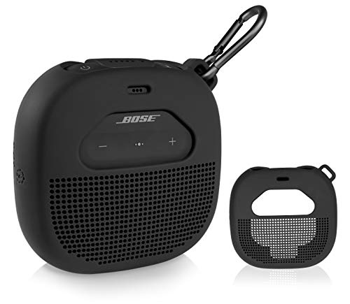 Silikon-Schutzhülle für Bose SoundLink Micro tragbaren Outdoor-Lautsprecher, individuelles Design, schützt alle 6 Richtungen, passt gut in Form und Farbe (schwarz) von WGear