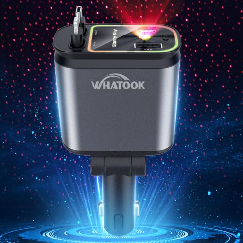 WHATOOK 4-in-1 Einziehbares Auto Ladegerät mit Sternenhimmel LED,66W Handy Schnelles Autoladegerät Zigarettenanzünder USB-C/USB-A, 2 Ladekabel für iPhone, Samsung Galaxy, Google Pixel, Tablets WHATOOK 4-in-1 Einziehbares Auto Ladegerät mit Sternenhimmel LED,66W Handy Schnelles Autoladegerät Zigarettenanzünder USB-C/USB-A, 2 Ladekabel für iPhone, Samsung Galaxy, Google Pixel, Tablets von WHATOOK