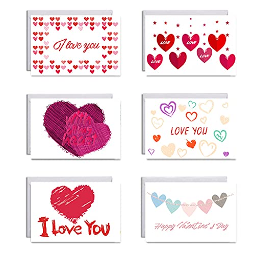Valentinstags-Grußkarten mit Umschlägen, Aufklebern, "I Love You", Jahrestag, Postkarten, Hochzeit, 6 Stück Valentinstags-Grußkarten mit Umschlägen, Aufklebern, "I Love You", Jahrestag, Postkarten, Hochzeit, 6 Stück von WHFCBJBW