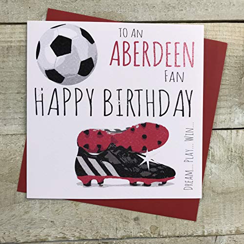 Aberdeen The Dons FC Football Club Geburtstagskarte – von WHITE COTTON CARDS – 16, grau|beige|schwarz|rot von WHITE COTTON CARDS