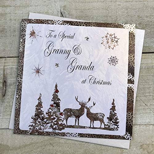 WHITE COTTON CARDS C5-GY-GDA Weihnachtskarte To a Special Granny & Granda handgefertigt von WHITE COTTON CARDS