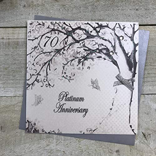 WHITE COTTON CARDS Code PA70 Platinum Jahrestag 70. Jahrestag, handgefertigt von WHITE COTTON CARDS