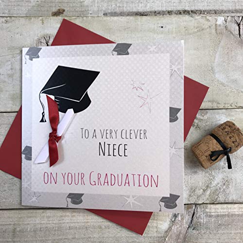 WHITE COTTON CARDS G15-N To A Very Clever Nice on Your Graduation, handgemachte Abschlusskarte von WHITE COTTON CARDS