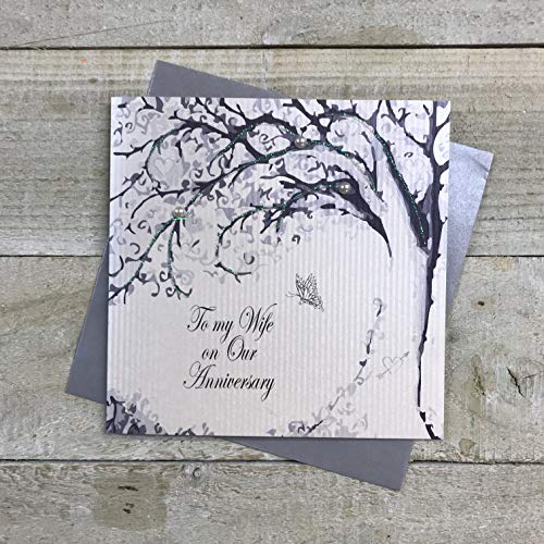 WHITE COTTON CARDS Handgefertigte Karte zum Jahrestag, to My Wife On Our Anniversary, Code PD31 von WHITE COTTON CARDS