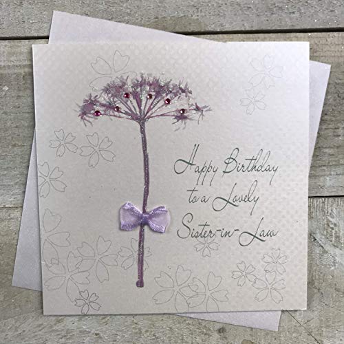 WHITE COTTON CARDS Handmade Happy Lovely Sister-in-Law Birthday Card Dandelion, White, BD57 von WHITE COTTON CARDS