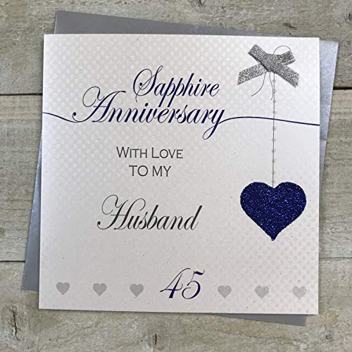 WHITE COTTON CARDS LLA45H Glückwunschkarte zum 45. Hochzeitstag, handgefertigt, Motiv Love Lines von WHITE COTTON CARDS