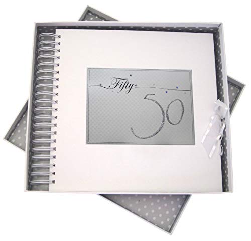 WHITE COTTON CARDS LLN50C Holografische Sterne und Glitzer Fifty Geburtstagskarte/Erinnerungsbuch zum 50. Geburtstag von WHITE COTTON CARDS