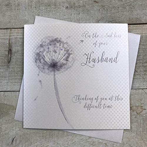 WHITE COTTON CARDS Trauerkarte mit Aufschrift Loss of Husband, handgefertigt, VN98-H, 16 x 16 cm von WHITE COTTON CARDS