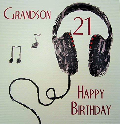 WHITE COTTON CARDS groß Happy Birthday Grandson 21. Geburtstag, handgemachte Karte von WHITE COTTON CARDS