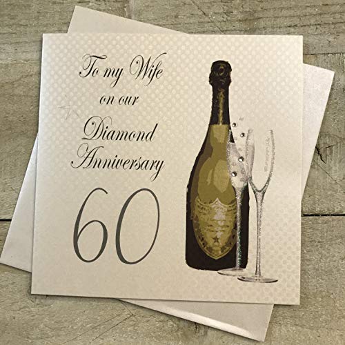 White Cotton Cards A60 W "To My Wife On Our Diamant Jahrestag 152,4 cm handgefertigt 60th Anniversary Karte von WHITE COTTON CARDS
