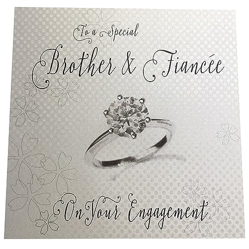 White Cotton Cards BD74 "To A Special Brother und Verlobte On Your Engagement" handgefertigt Verlobungsring Karte von WHITE COTTON CARDS
