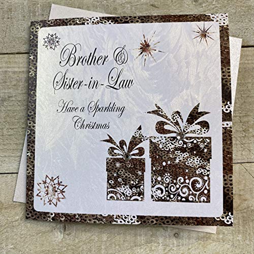 White Cotton Cards C2-BS Weihnachtskarte, Aufschrift"Brother & Sister-in-Law", handgemacht von WHITE COTTON CARDS