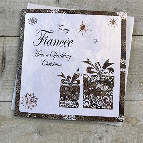 White Cotton Cards C2-FEE Weihnachtskarte mit Aufschrift "To my Fiancée Have a Sparkling Christmas", handgefertigt, C2-FEE von WHITE COTTON CARDS