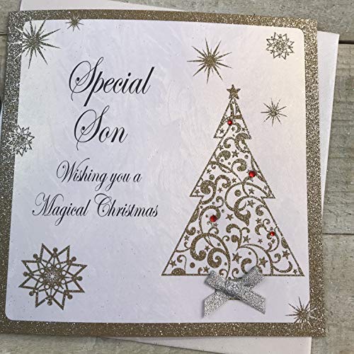 White Cotton Cards C3-S Weihnachtskarte mit Aufschrift"Special Son Wishing You a Magical Christmas", handgemacht von WHITE COTTON CARDS