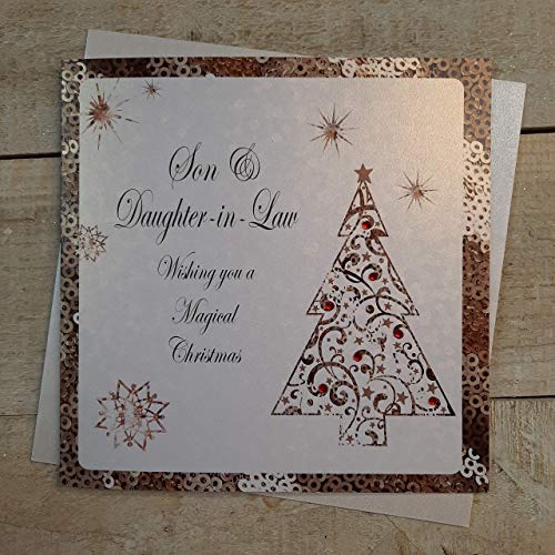 White Cotton Cards C3-SD Weihnachtskarte "Son & Daughter-in-Law", handgemacht von WHITE COTTON CARDS