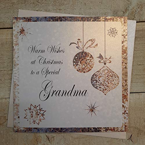 White Cotton Cards C4-GM Weihnachtskarte mit Aufschrift"Special Grandma", handgemacht von WHITE COTTON CARDS