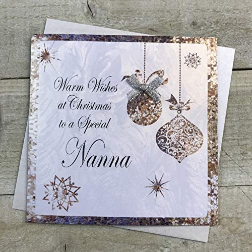 White Cotton Cards C4-NNA Weihnachtskarte mit Aufschrift"To a Special Nanna", handgemacht von WHITE COTTON CARDS