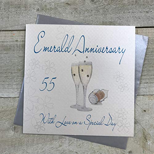 White Cotton Cards'Emerald Anniversary with Love On Your Special Day, handgefertigt, 55. Hochzeitstag von WHITE COTTON CARDS