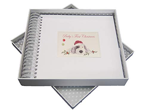 White Cotton Cards Erinnerungsbuch für Baby's First Christmas Gorgeous Puppy Dog Dog Spiralbindung, 1 Stück von WHITE COTTON CARDS