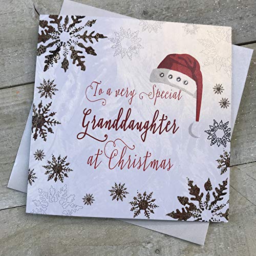 White Cotton Cards F2-GD Weihnachtskarte"Granddaughter", handgemacht von WHITE COTTON CARDS