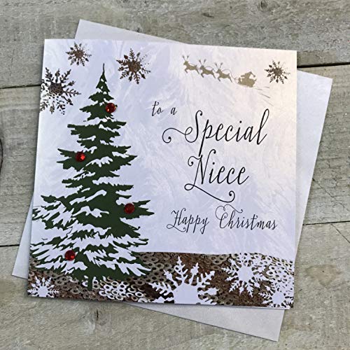 White Cotton Cards F5-N Weihnachtskarte"Special Niece", handgemacht von WHITE COTTON CARDS