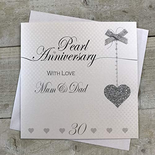 White Cotton Cards LLA30MD Glückwunschkarte zum 30. Hochzeitstag, handgefertigt, Motiv "Love Lines" von WHITE COTTON CARDS