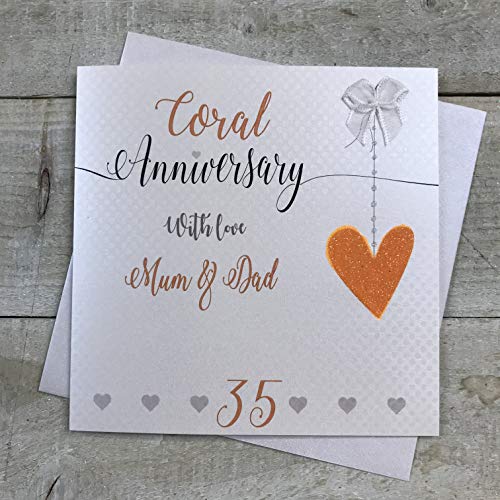 White Cotton Cards LLA35MD Glückwunschkarte zum 35. Hochzeitstag, handgefertigt, Motiv"Love Lines" von WHITE COTTON CARDS