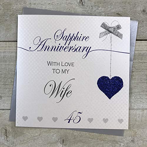 White Cotton Cards LLA45W Glückwunschkarte zum 45. Hochzeitstag, handgefertigt, Motiv Love Lines von WHITE COTTON CARDS