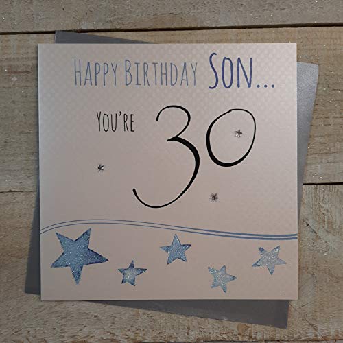 White Cotton Cards LLB30-S Glückwunschkarte zum 30. Geburtstag, Aufschrift"Happy Birthday Son. You're 30", handgefertigt von WHITE COTTON CARDS