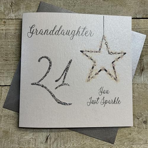 White Cotton Cards LLN21GD Glückwunschkarte zum 21. Geburtstag, Aufschrift"Granddaughter You Just Sparkle 53,3 cm von WHITE COTTON CARDS