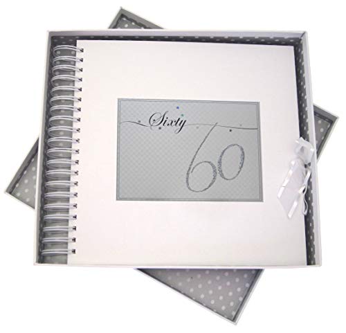 White Cotton Cards LLN60C Geburtstagskarte/Erinnerungsalbum zum 60. Geburtstag, holografische Sterne und Glitzer von WHITE COTTON CARDS