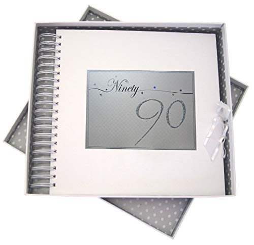 White Cotton Cards LLN90C Glückwunschkarte/Erinnerungsbuch zum 90. Geburtstag, holografische Sterne und Glitzer von WHITE COTTON CARDS