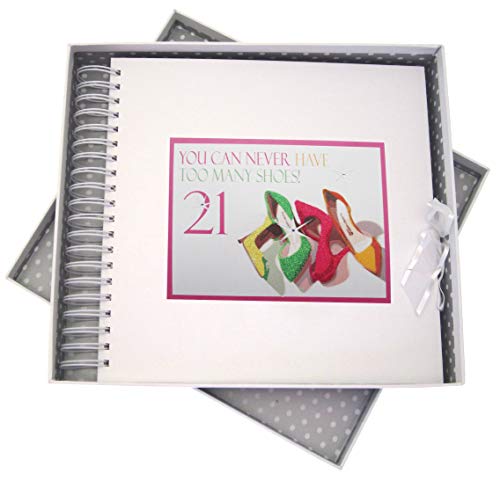 White Cotton Cards NSH21C Geburtstagskarte und Erinnerungsbuch"You can never have too many shoes, 21", Neon von WHITE COTTON CARDS