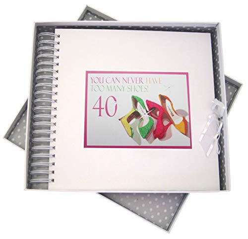 White Cotton Cards NSH40C Geburtstagskarte und Erinnerungsalbum, Aufschrift"You can never have too many shoes", 40", Neonfarben von WHITE COTTON CARDS
