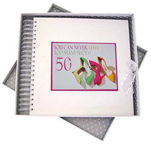 White Cotton Cards NSH50C Geburtstagskarte und Erinnerungsalbum, Aufschrift"You can never have too many shoes", Neonfarben von WHITE COTTON CARDS