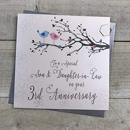 White Cotton Cards PD192-3 Glückwunschkarte zum 3. Hochzeitstag für Sohn und Schwiegertochter von WHITE COTTON CARDS