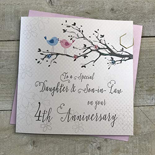 White Cotton Cards PD193-4 Glückwunschkarte zum 4. Hochzeitstag für Tochter und Schwiegersohn von WHITE COTTON CARDS