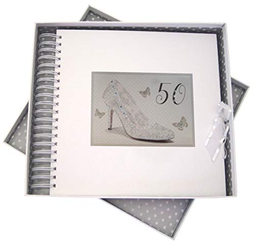 White Cotton Cards SHU50C Glückwunschkarte zum 50. Geburtstag, Motiv Silberschuh von WHITE COTTON CARDS