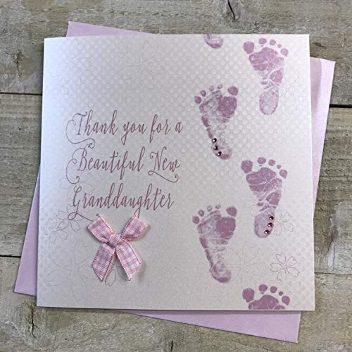 White Cotton Cards WB225-BGD Grußkarte, Motiv "Thank You for a Beautiful New Granddaughter", handgefertigt von WHITE COTTON CARDS