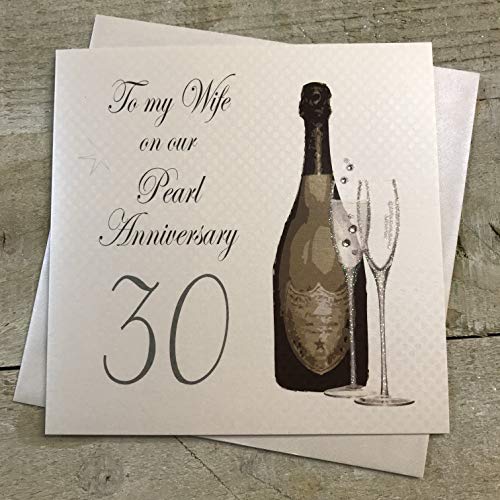 White Cotton Cards a30 W"To My Wife On Our Pearl Anniversary 76,2 cm handgefertigt 30. Jahrestag Karte von WHITE COTTON CARDS