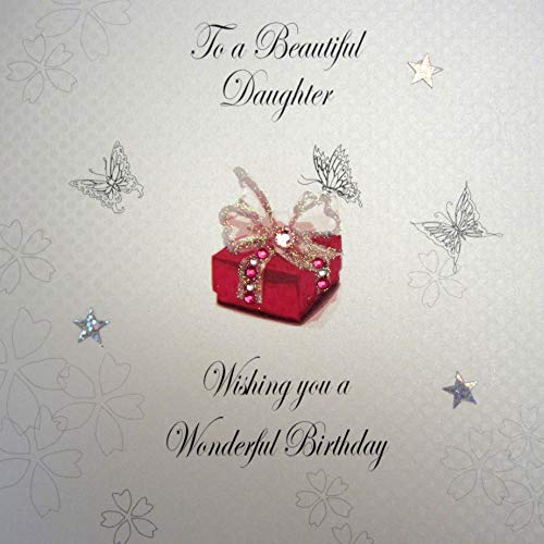 White Cotton Cards bd36 a "To A Beautiful Daughter Wishing You A Wonderful Birthday" Handarbeit von WHITE COTTON CARDS