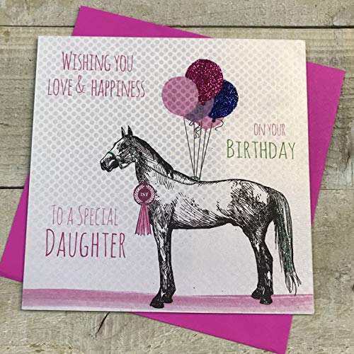 White Cotton Cards e69-d "Pferd Wishing You Love And Happiness to a special daughter On Your Birthday" Handarbeit von WHITE COTTON CARDS